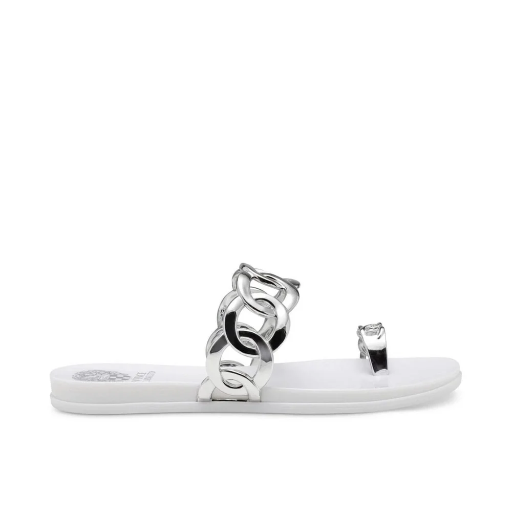 New Vince Camuto Women Emagenta Chain Toe Loop Jelly Sandal 9 M - White Silver - Picture 3 of 15